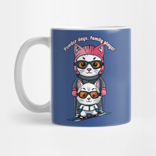 Cute Family Cat Skiing Mug